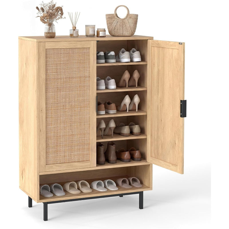 Natural Freestanding Shoe Cabinet