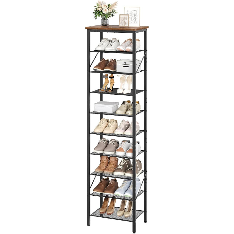 10‑Tier Slim Metal Shoe Rack