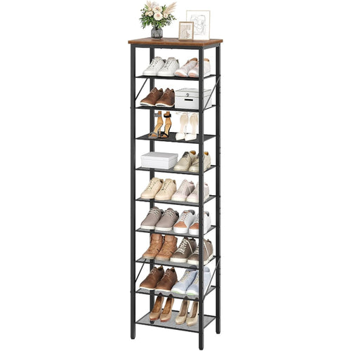 10‑Tier Slim Metal Shoe Rack