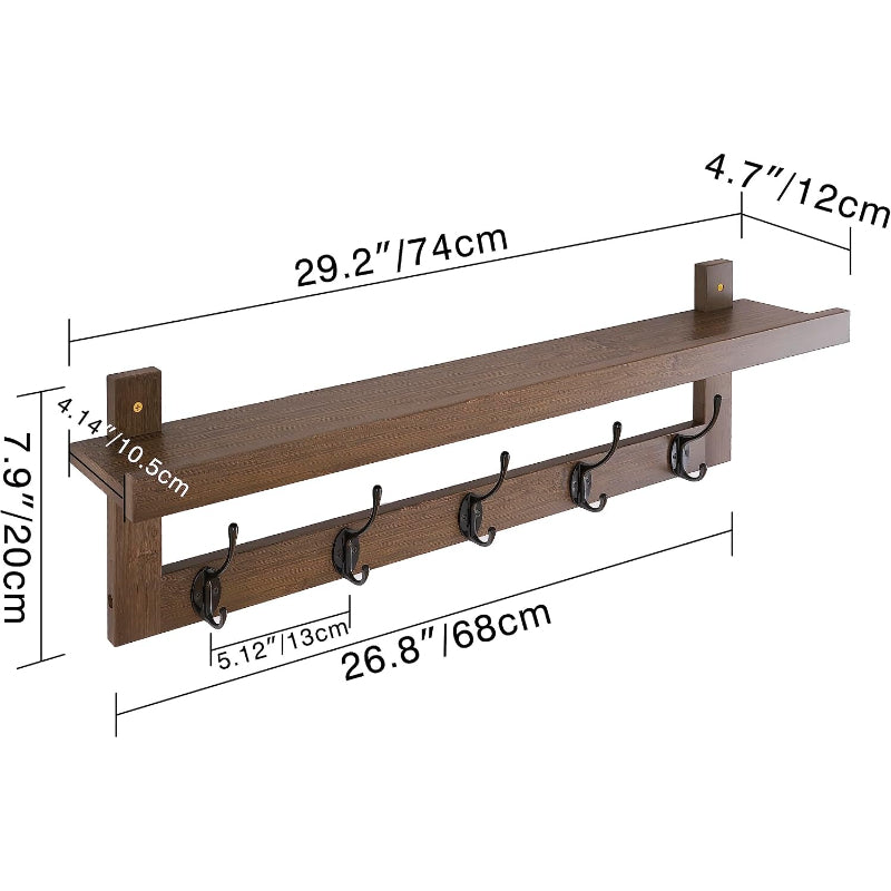 29.2" Wall‑Mounted Bamboo Coat Rack