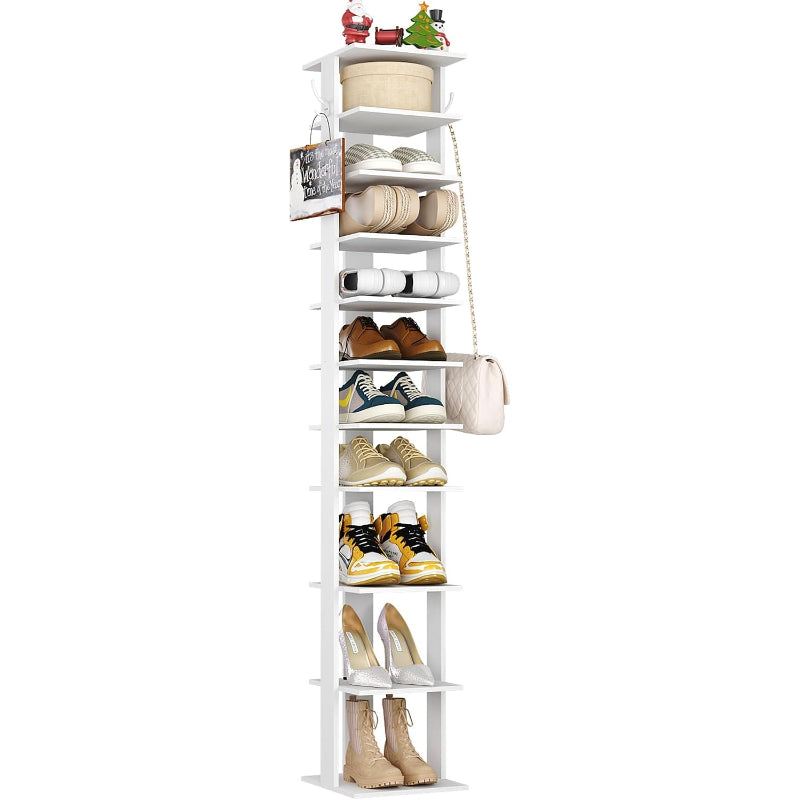 White 10‑Tier Vertical Shoe Rack