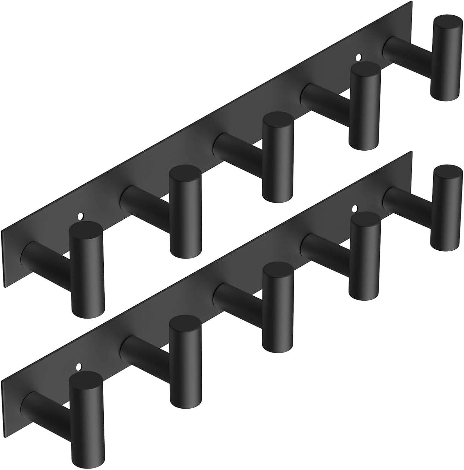 Black 5‑Hook Wall Coat Rack 2‑Pack