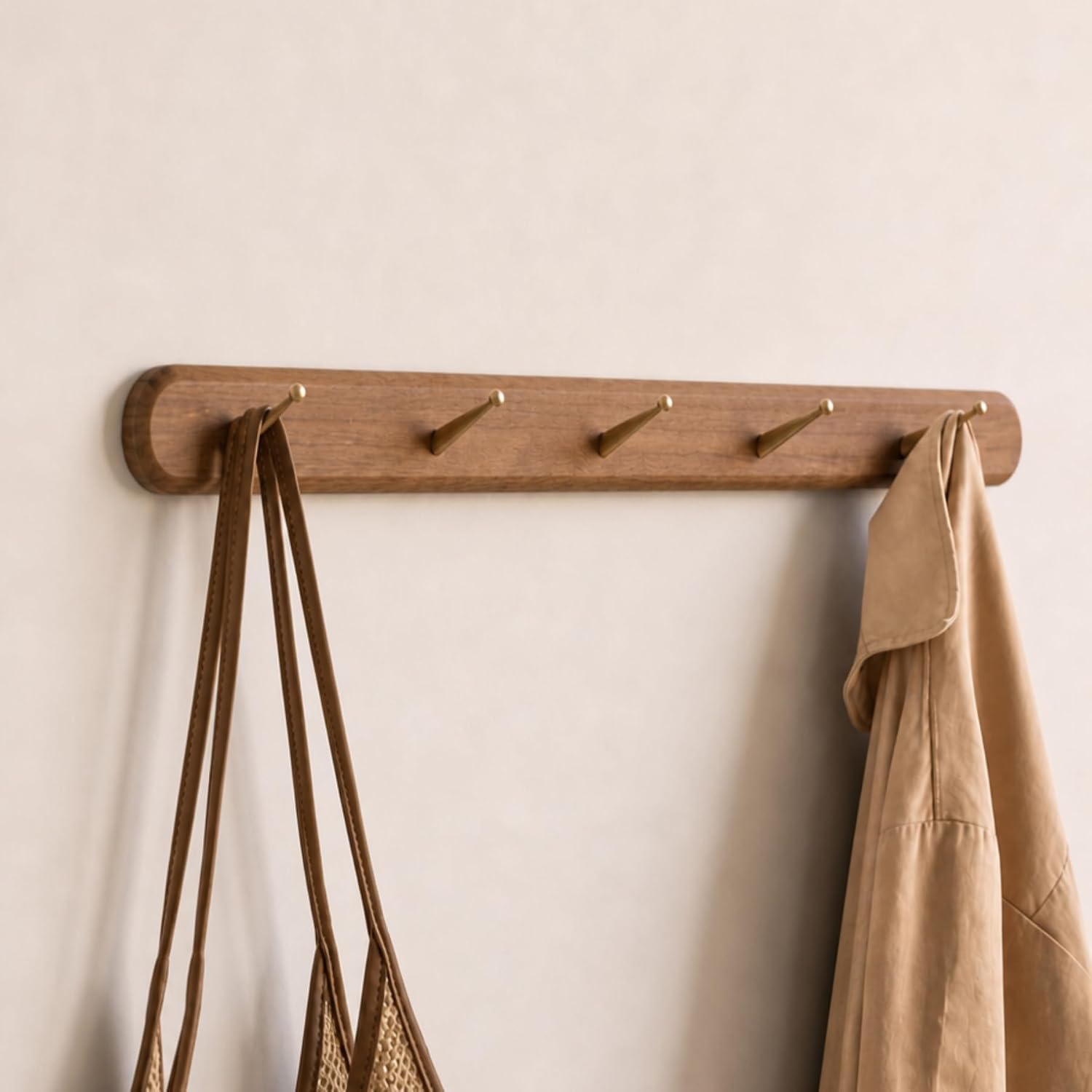 22" Solid Wood Wall‑Mounted Coat Rack