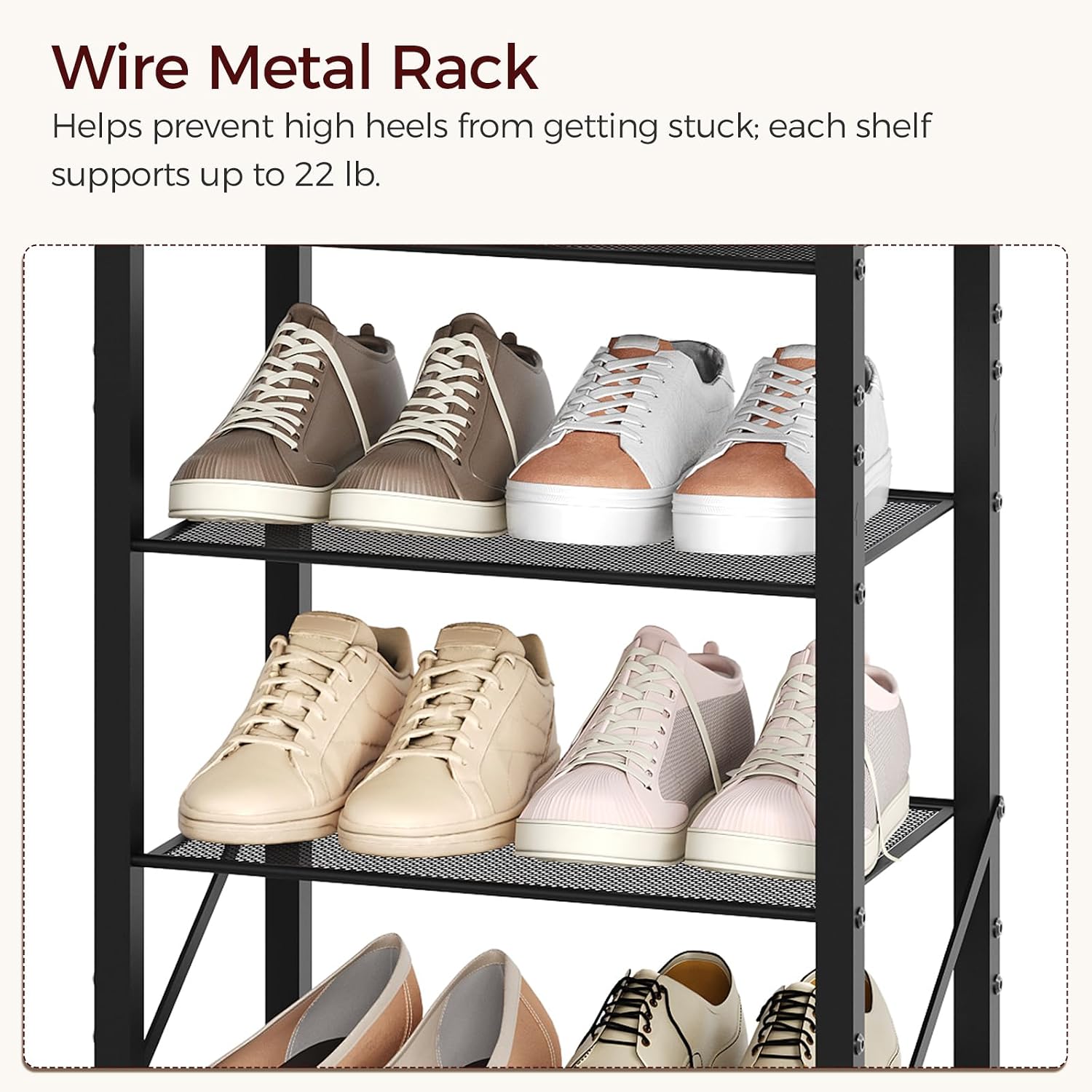 10‑Tier Slim Metal Shoe Rack