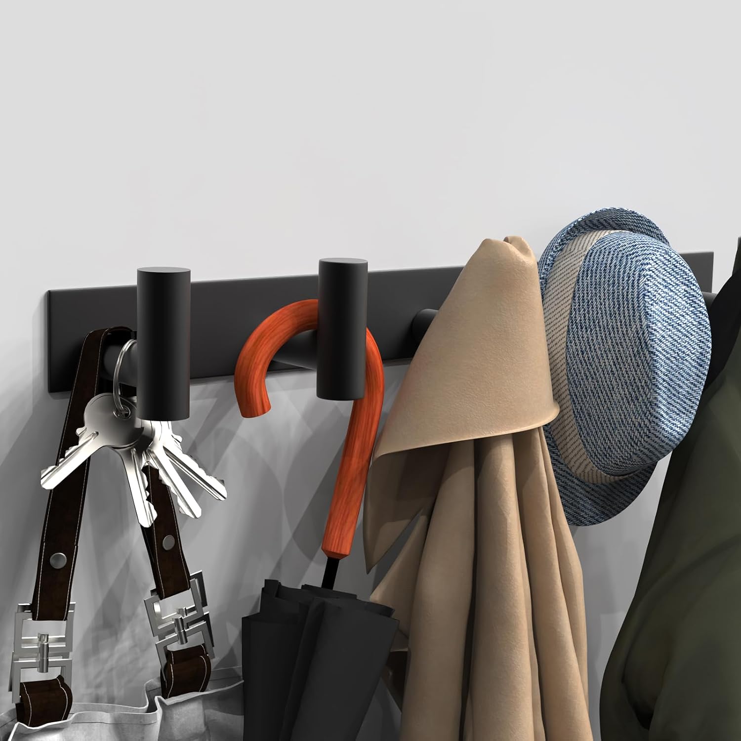 Black 5‑Hook Wall Coat Rack 2‑Pack