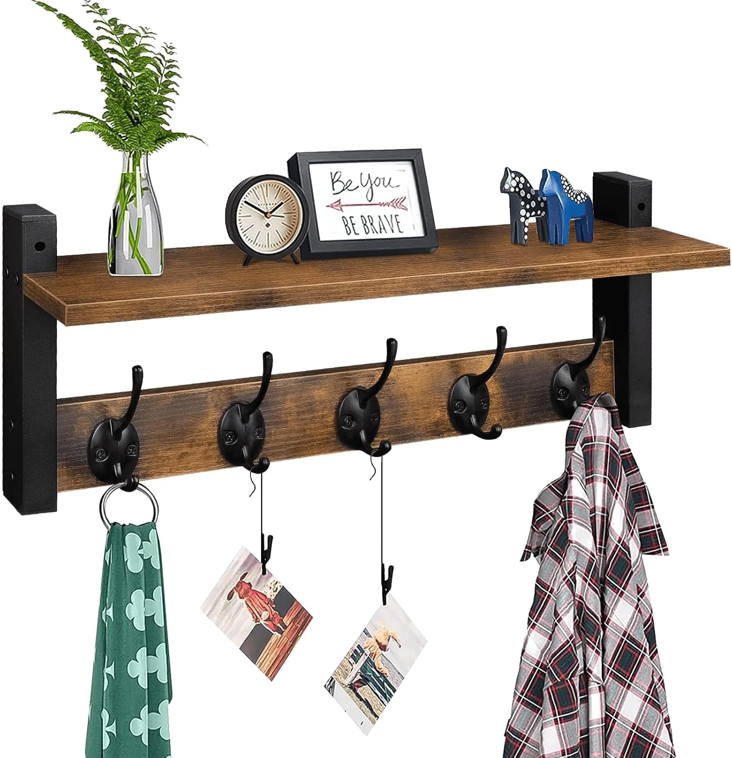 Rustic Wall‑Mounted Wood Coat Rack