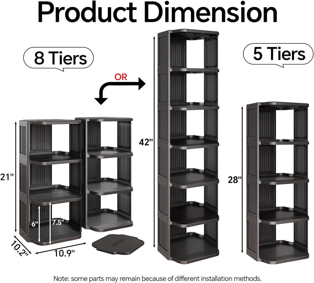 8‑Tier Vertical Plastic Shoe Rack