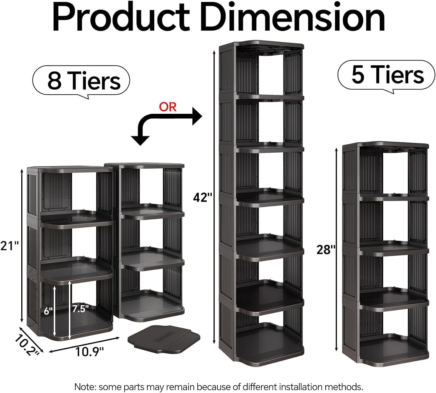 8‑Tier Vertical Plastic Shoe Rack