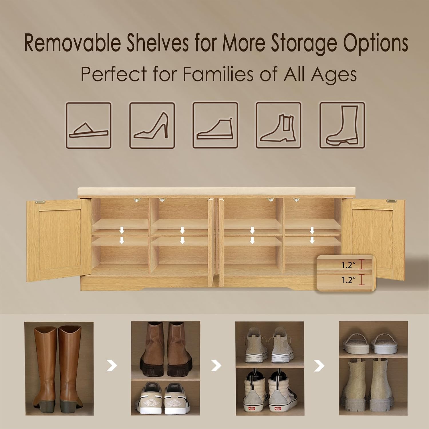 Cushioned Shoe Storage Bench