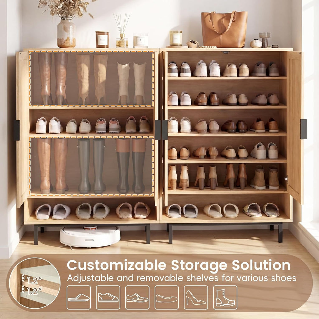 Natural Freestanding Shoe Cabinet