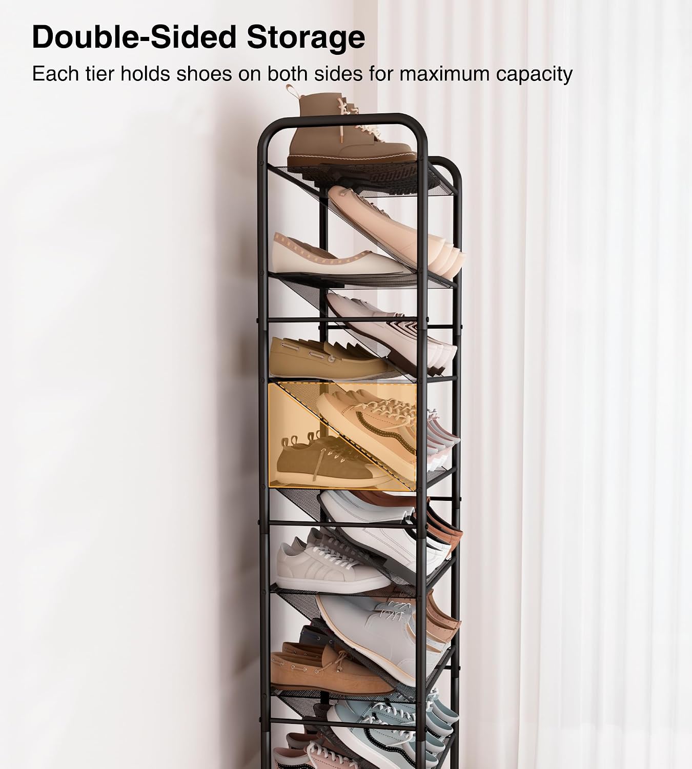 8‑Tier Rolling Narrow Shoe Rack