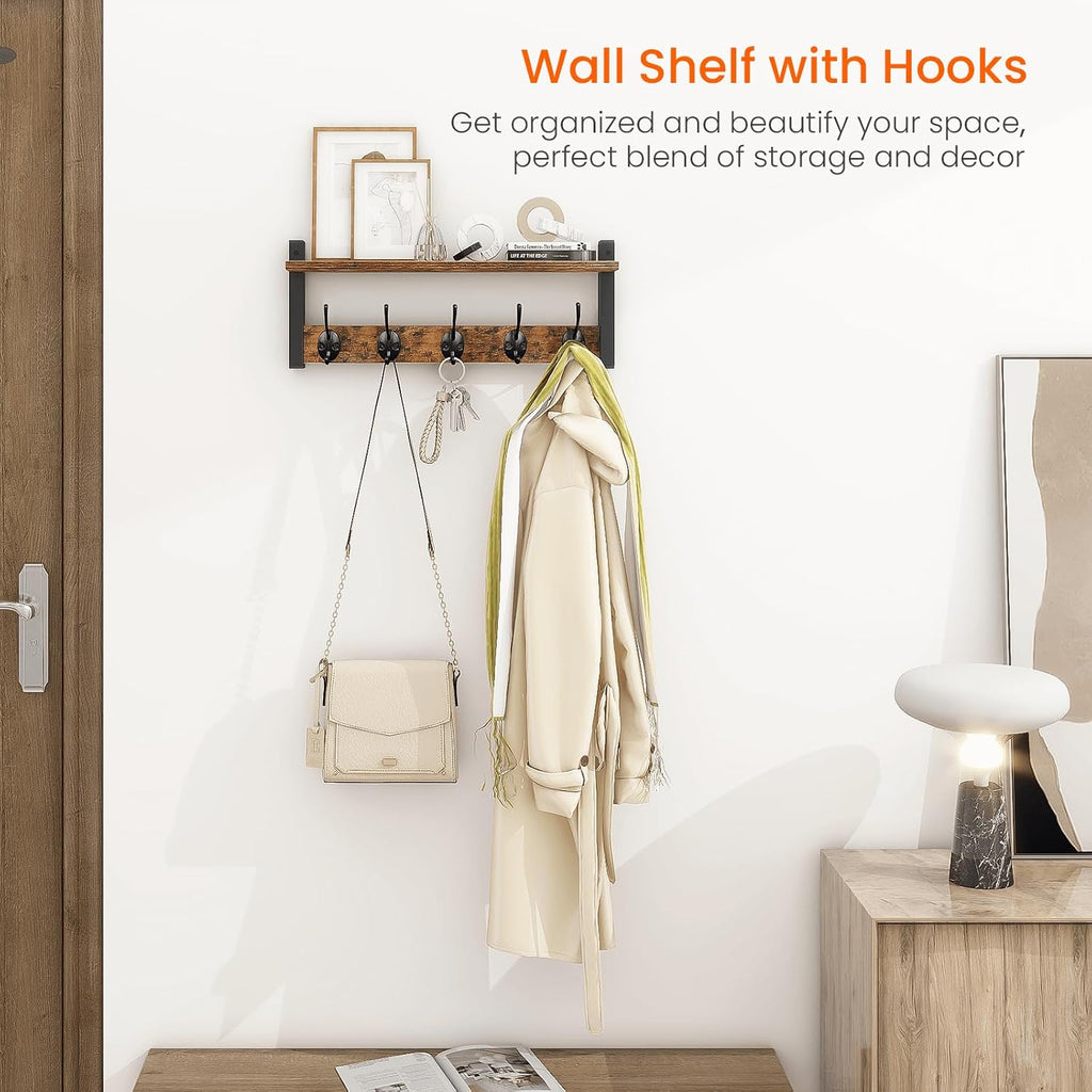 Rustic Wall‑Mounted Wood Coat Rack