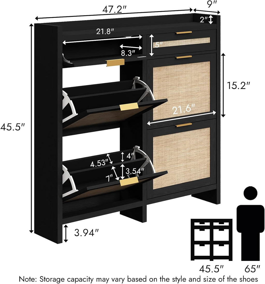 Large Rattan Shoe Cabinet