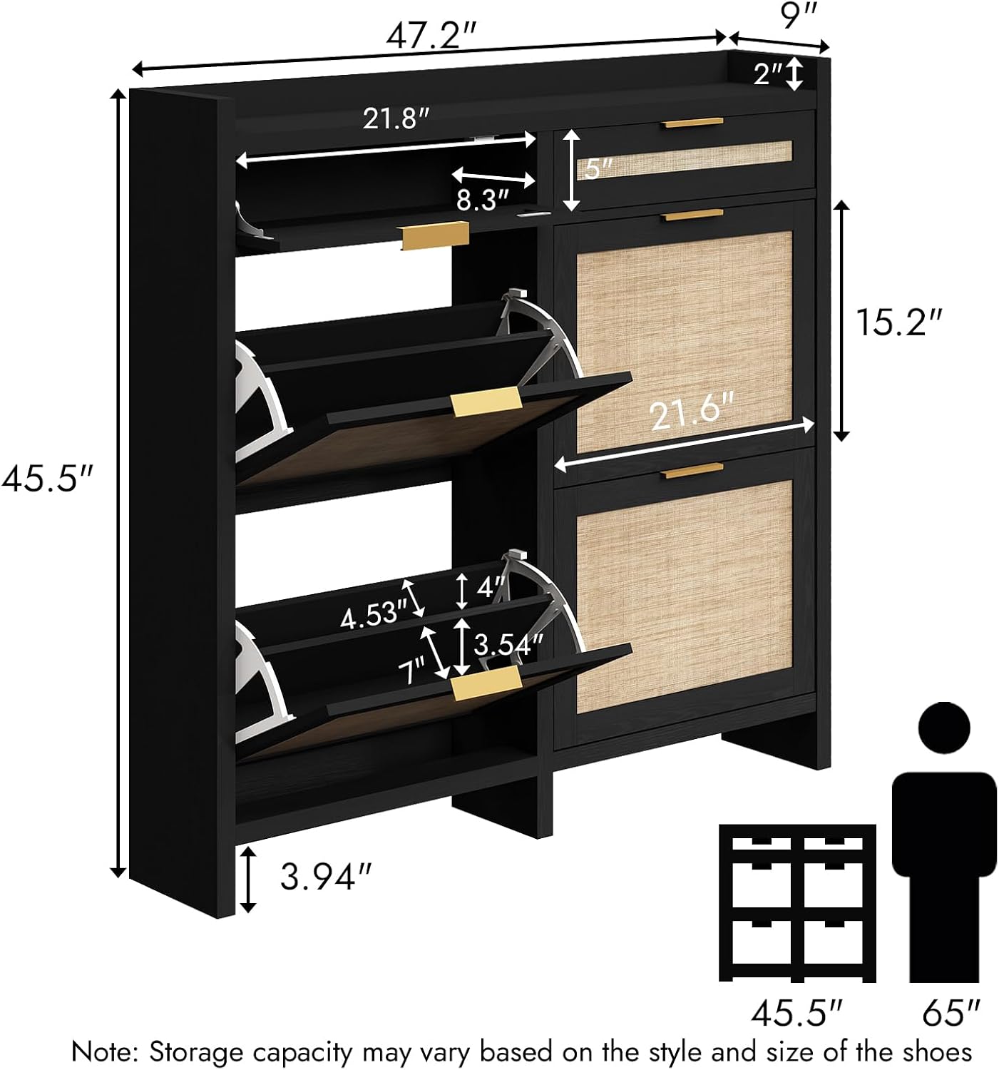 Large Rattan Shoe Cabinet