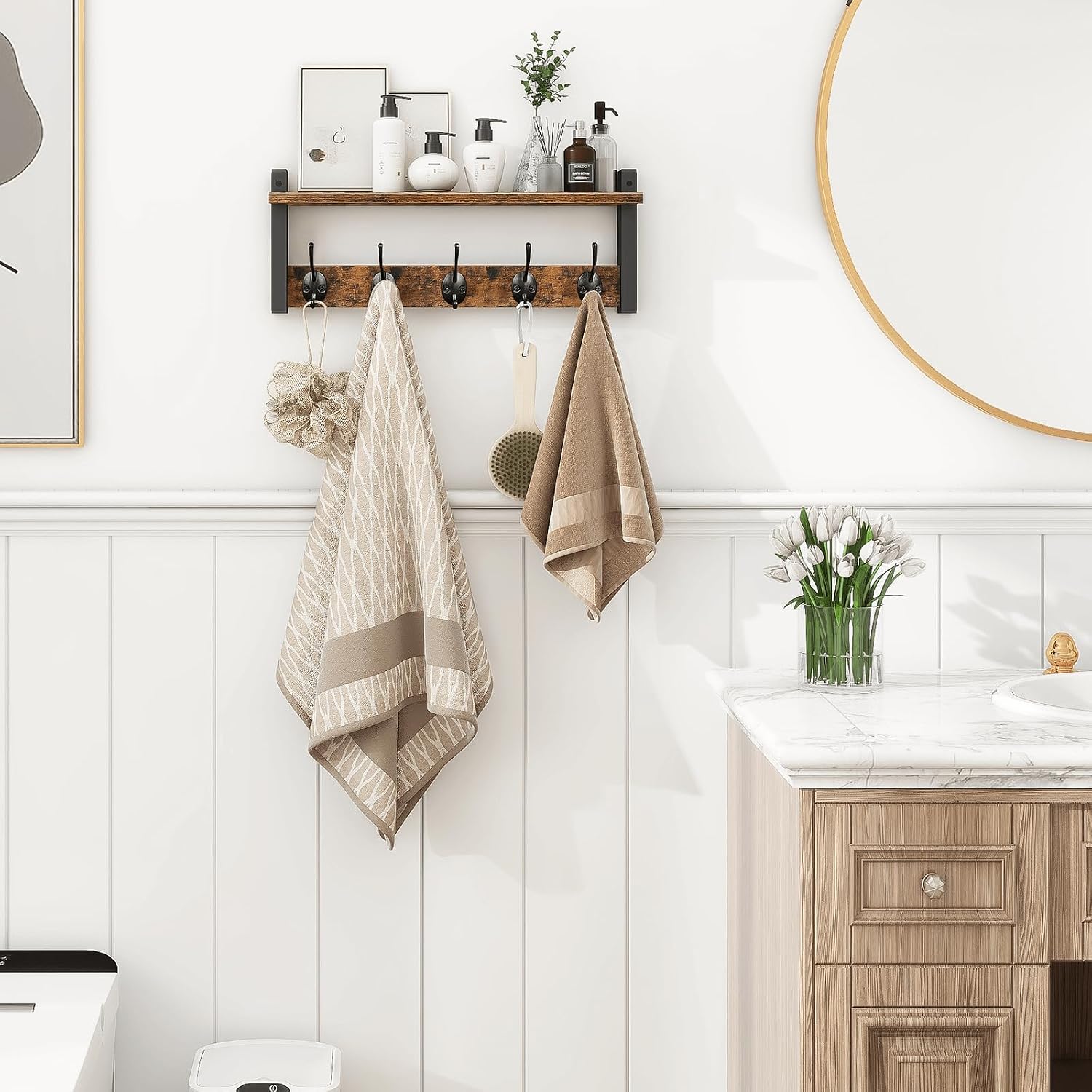 Rustic Wall‑Mounted Wood Coat Rack