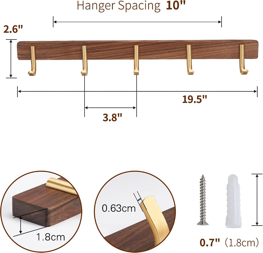 5‑Hook Wall Mounted Coat Rack