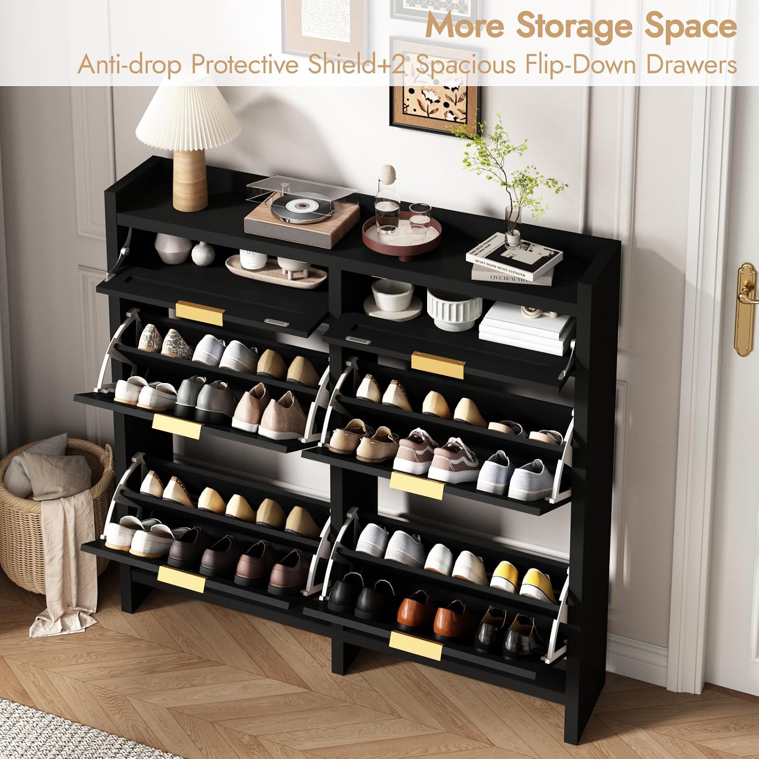 Large Rattan Shoe Cabinet