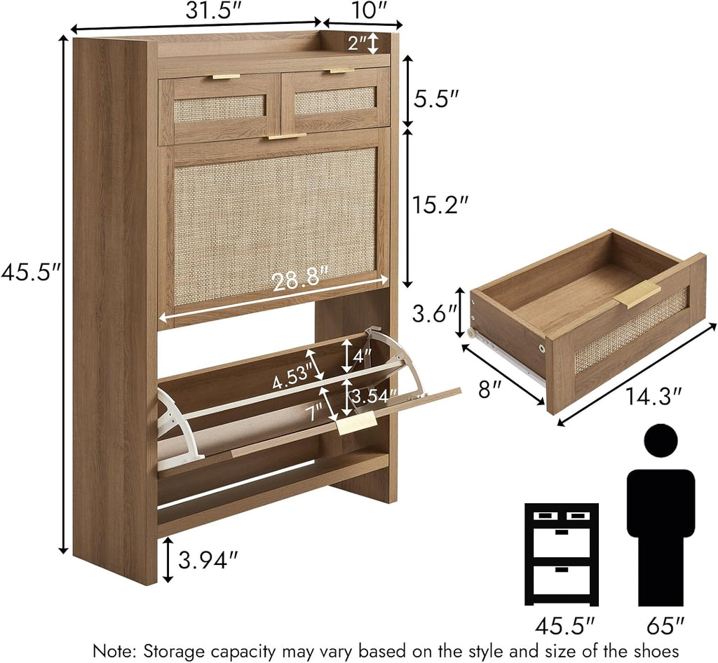 Rattan Shoe Storage Cabinet