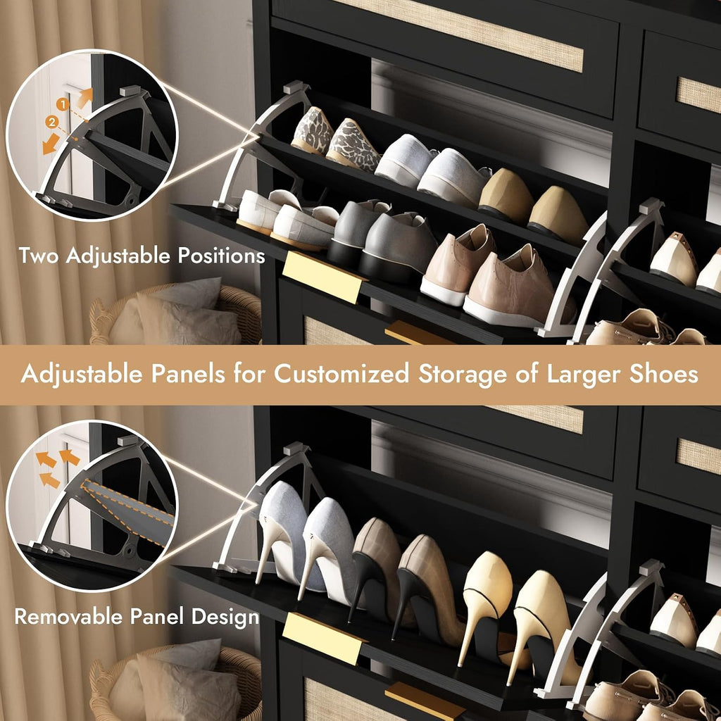 Large Rattan Shoe Cabinet