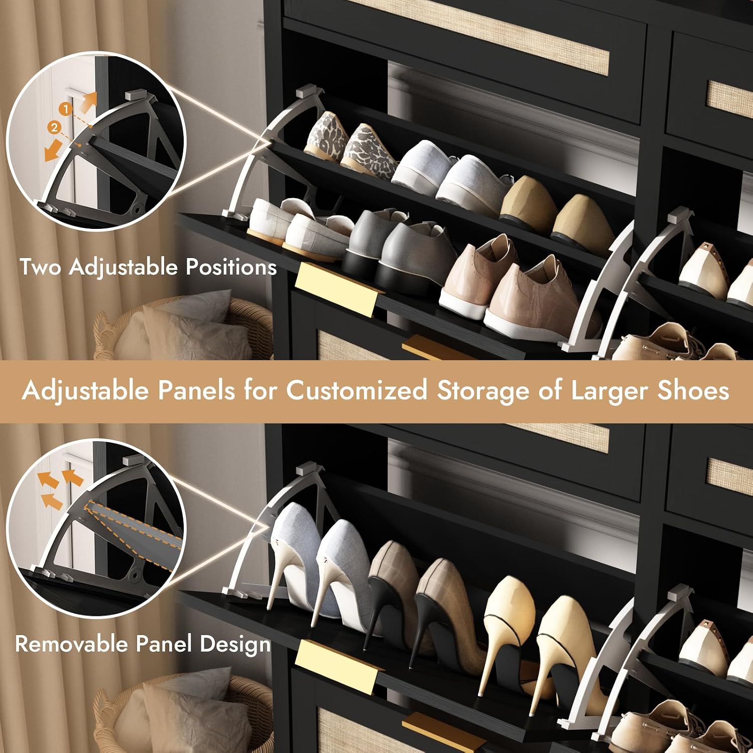 Large Rattan Shoe Cabinet