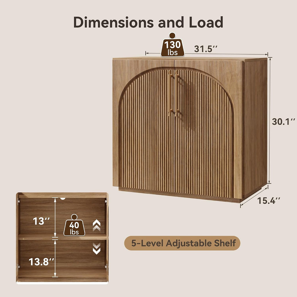 Natural Oak 63"W Storage Buffet Cabinet