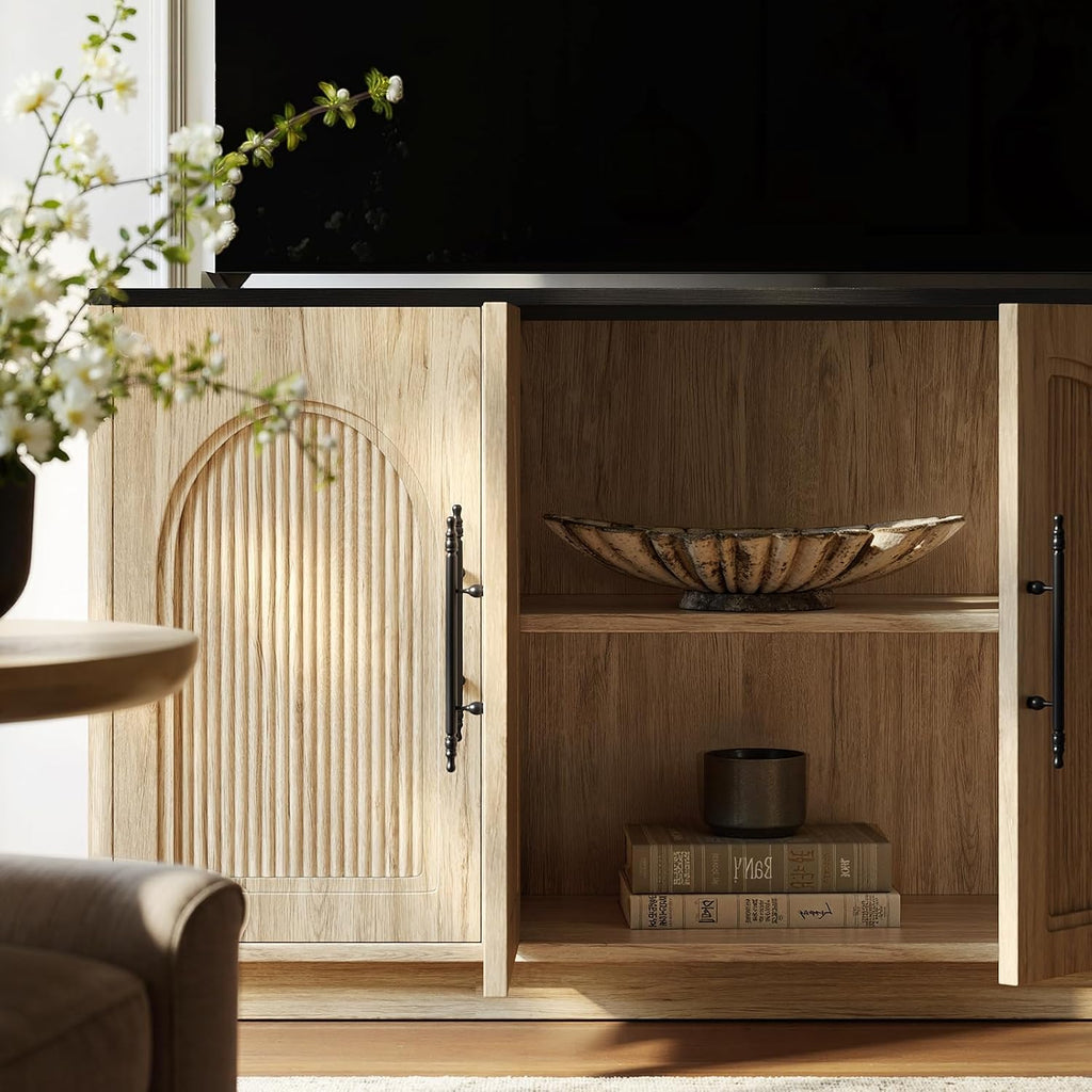 67" Oak Fluted Sideboard Cabinet