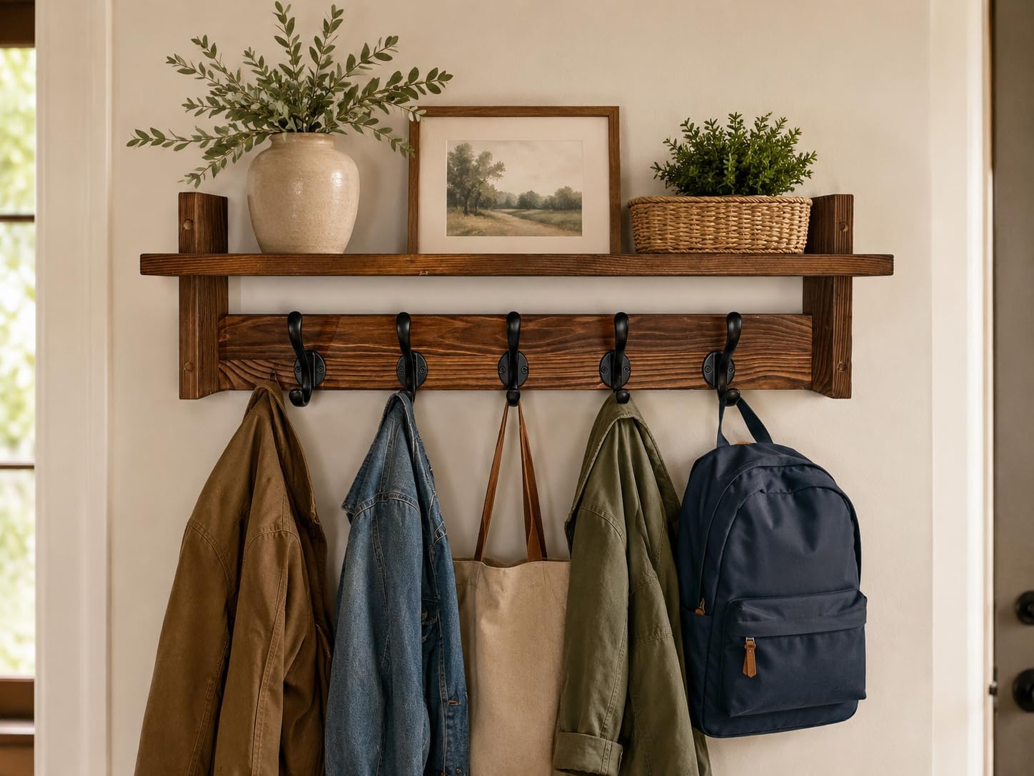 29" Wall‑Mounted Coat Rack With Shelf