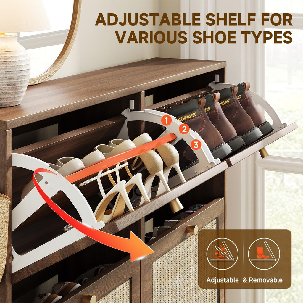 Slim Rattan Shoe Cabinet