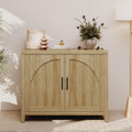37"W Natural Oak Fluted Sideboard Cabinet