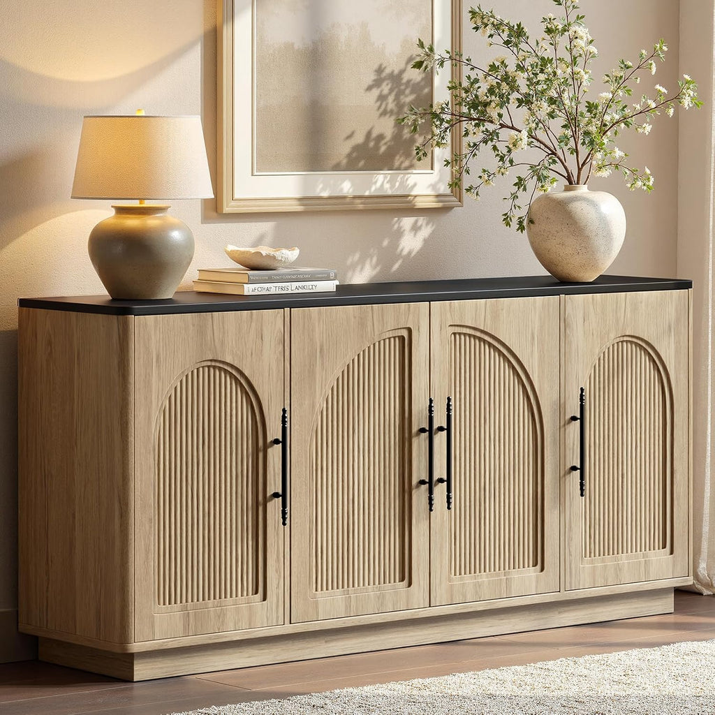 67" Oak Fluted Sideboard Cabinet