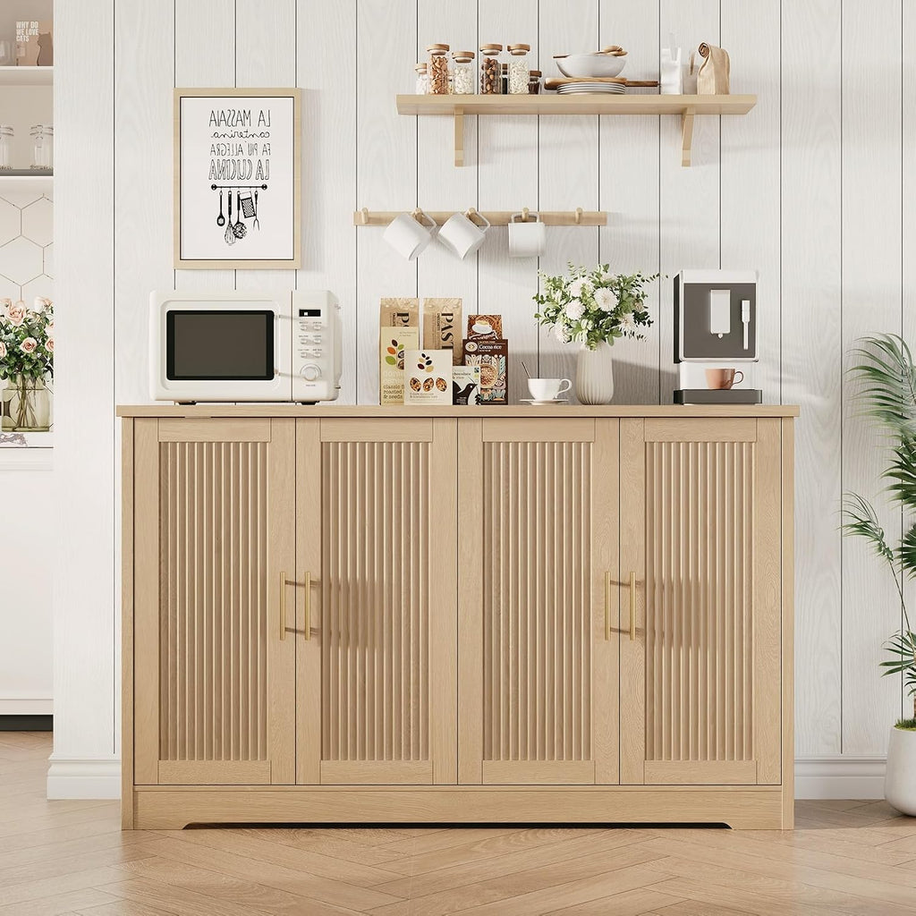 Oak 55.51" Modern Fluted Sideboard Cabinet