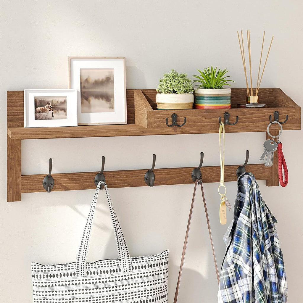 26.57" Wall‑Mounted Wood Coat Rack