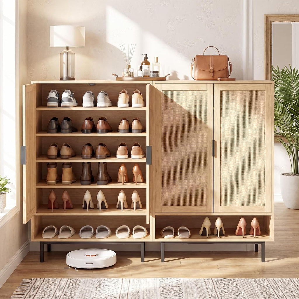 Natural Freestanding Shoe Cabinet