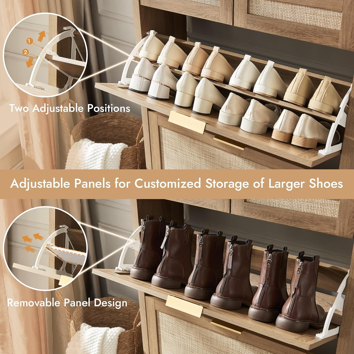 Rattan Shoe Storage Cabinet