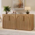 Natural Oak 63"W Storage Buffet Cabinet