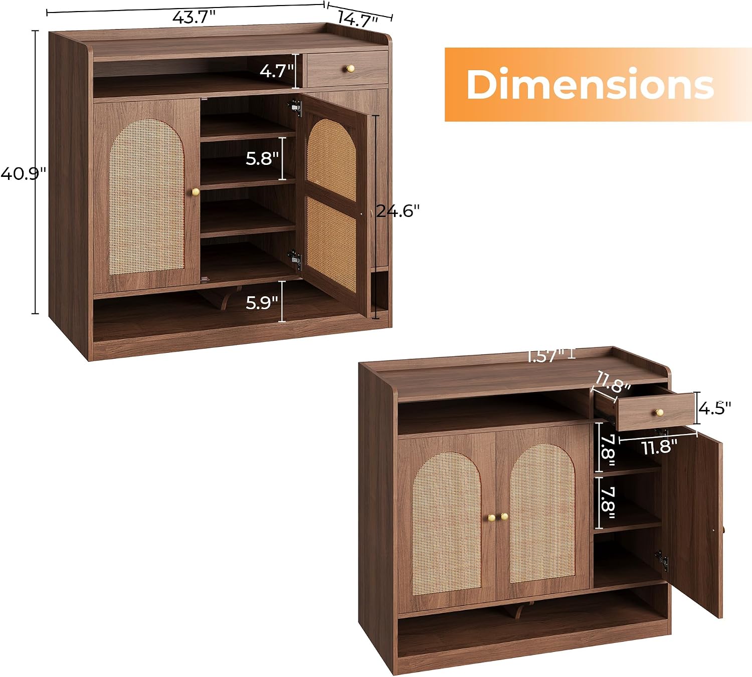 Rattan Shoe Cabinet With LED Light
