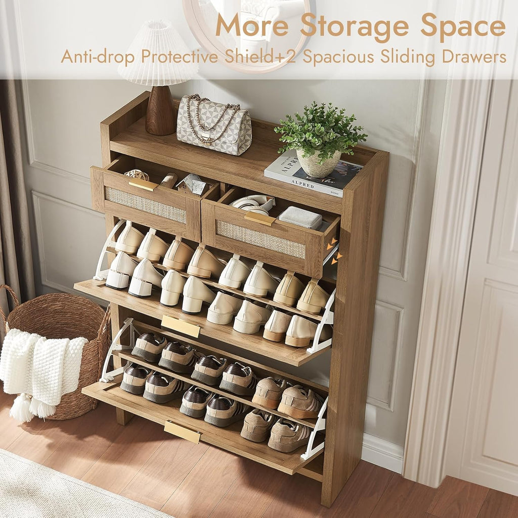 Rattan Shoe Storage Cabinet