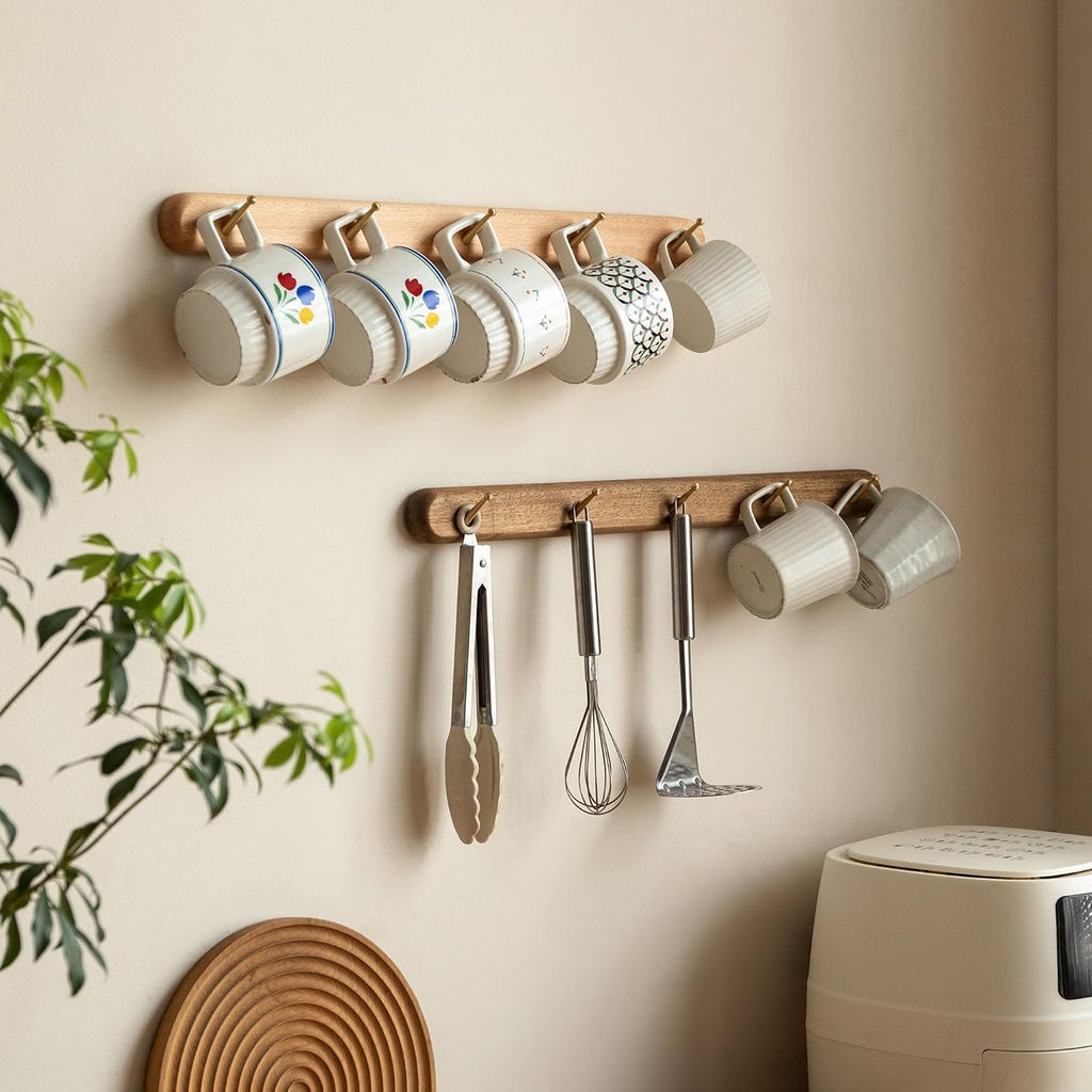 22" Solid Wood Wall‑Mounted Coat Rack
