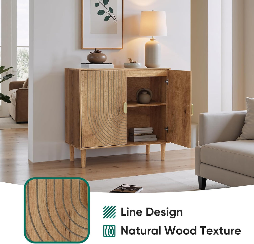 Oak Grooved Sideboard Cabinet