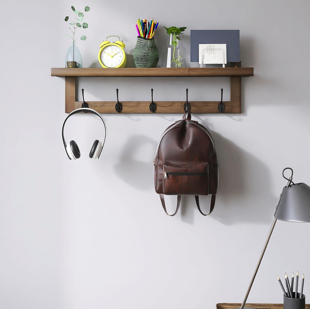 29.2" Wall‑Mounted Bamboo Coat Rack