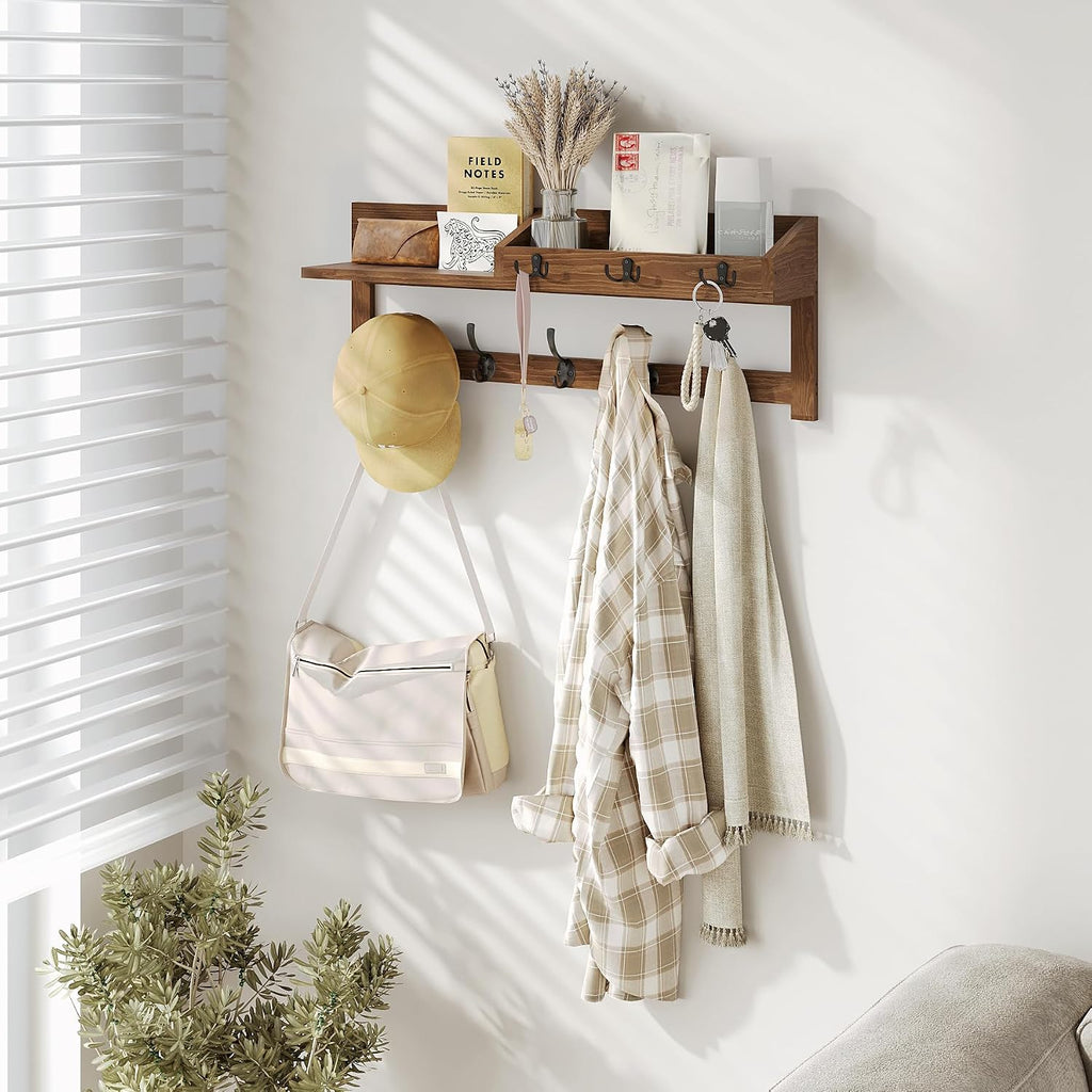 26.57" Wall‑Mounted Wood Coat Rack