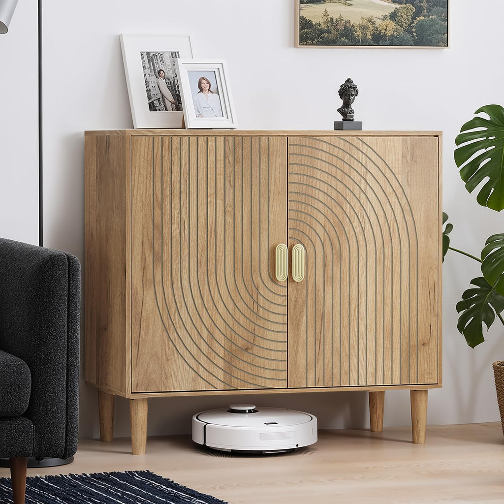 Oak Grooved Sideboard Cabinet