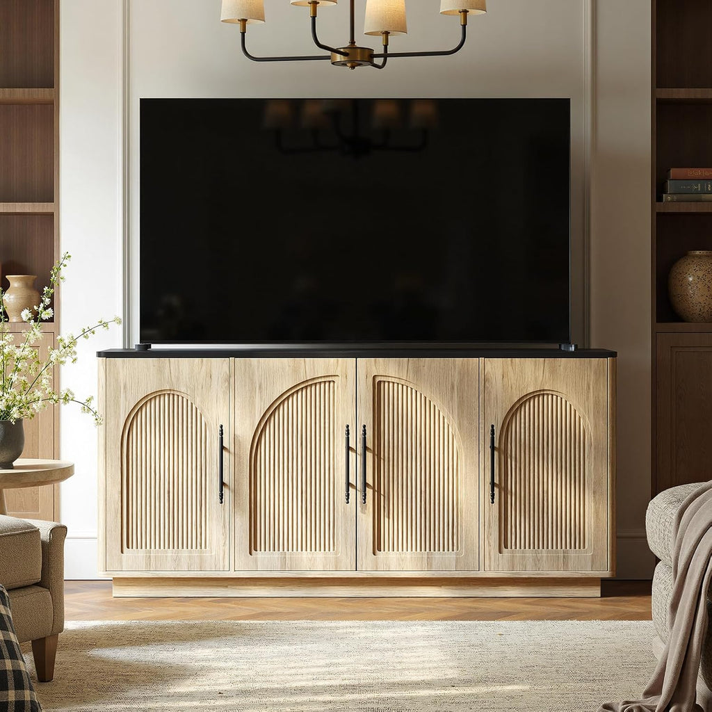 67" Oak Fluted Sideboard Cabinet