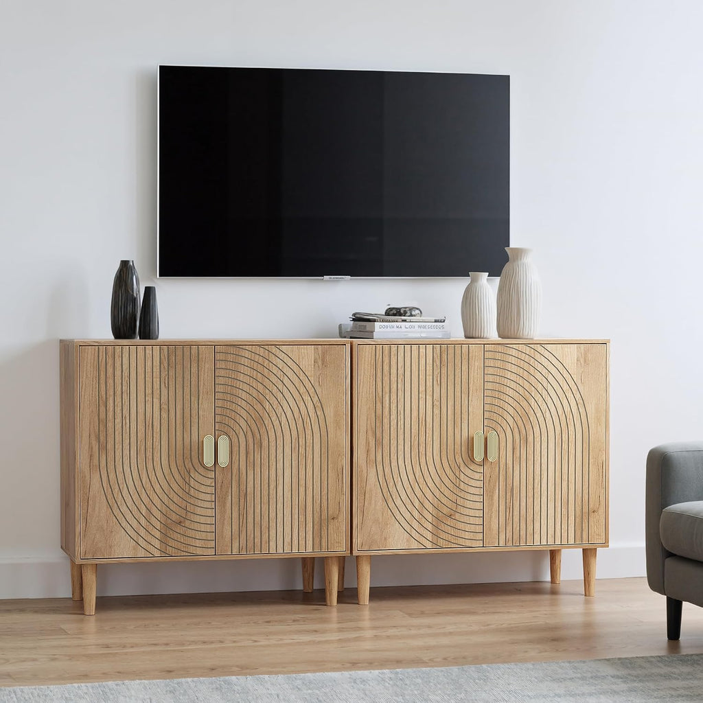 Oak Grooved Sideboard Cabinet