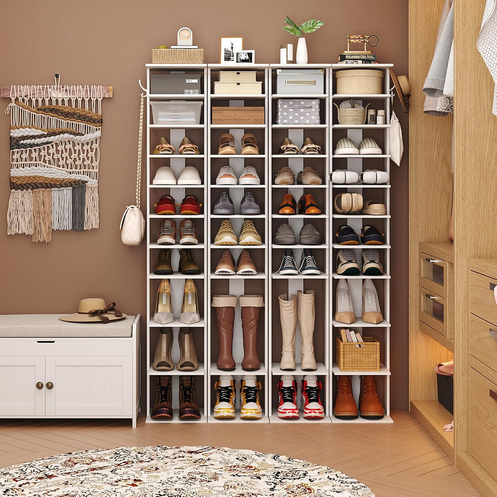 White 10‑Tier Vertical Shoe Rack