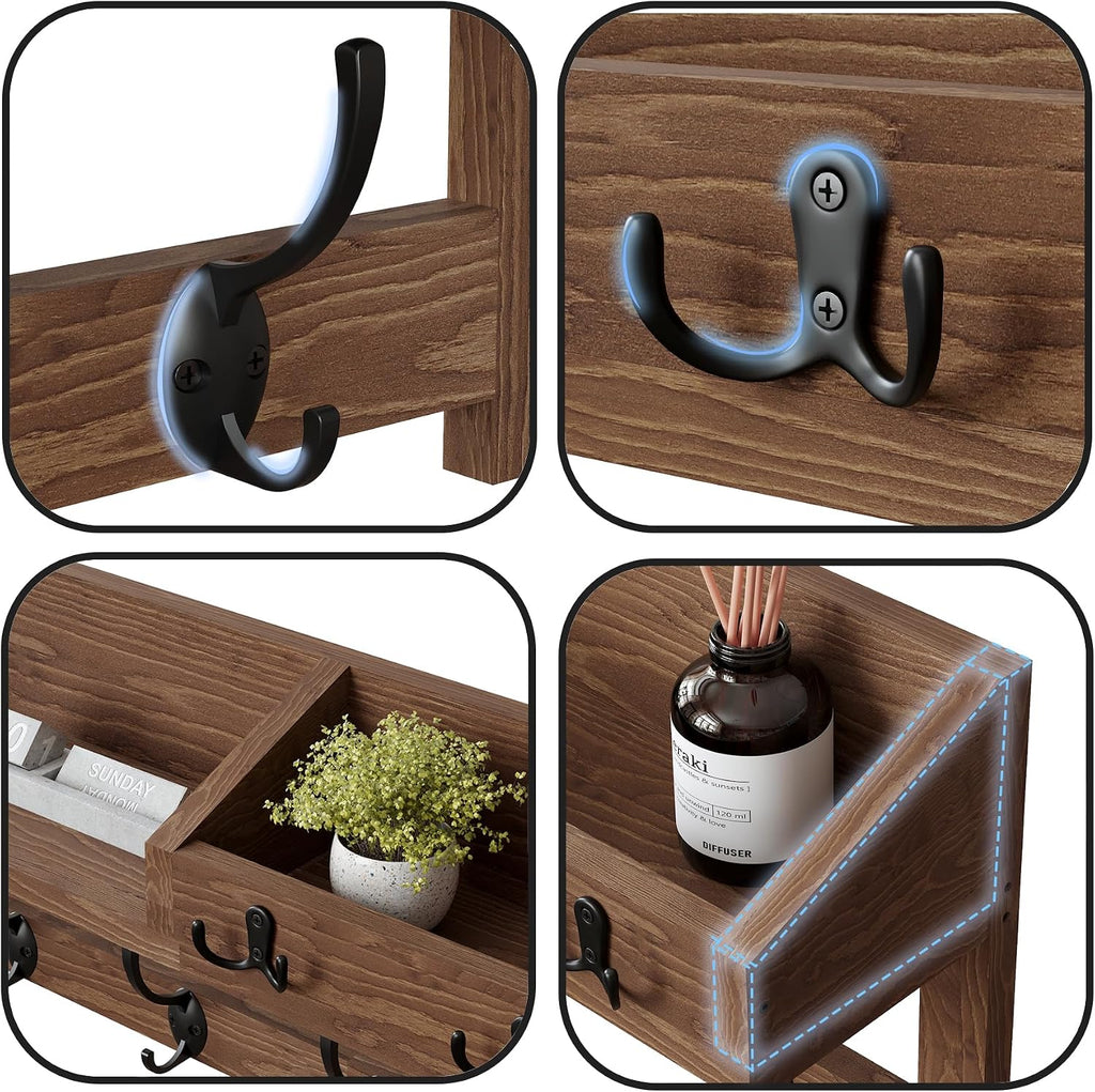 26.57" Wall‑Mounted Wood Coat Rack