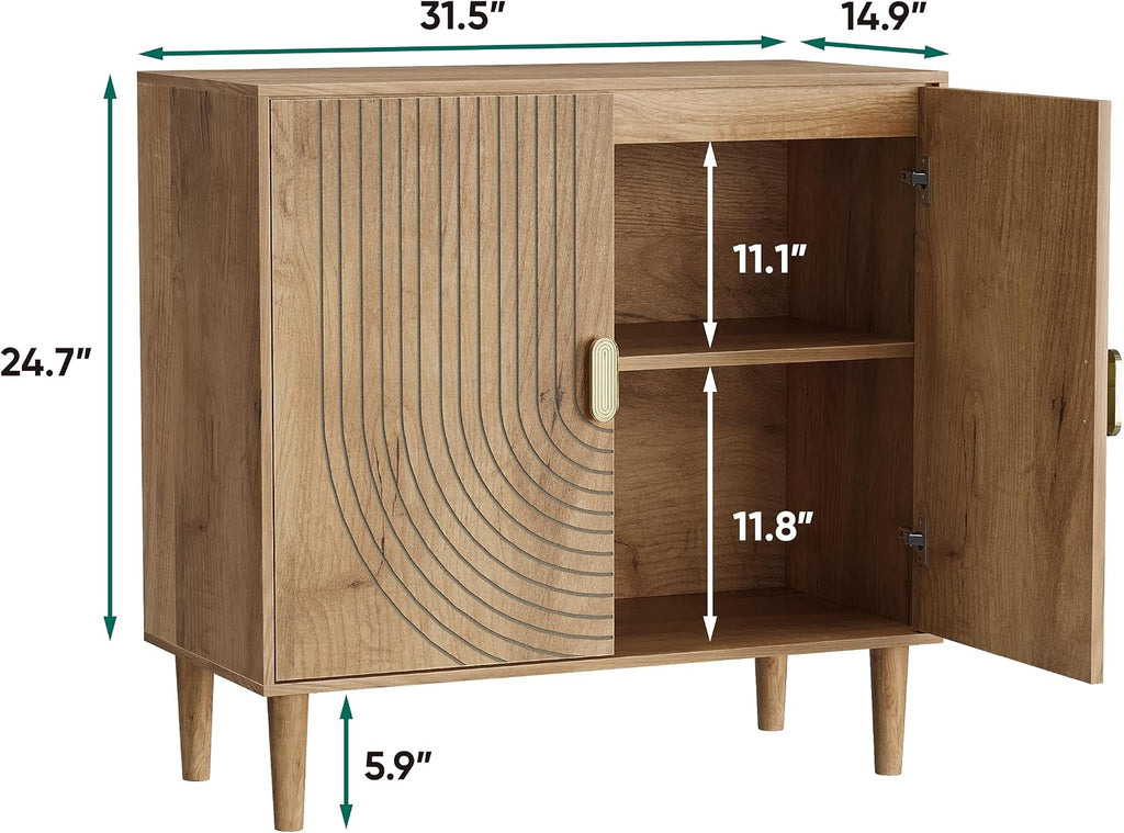 Oak Grooved Sideboard Cabinet