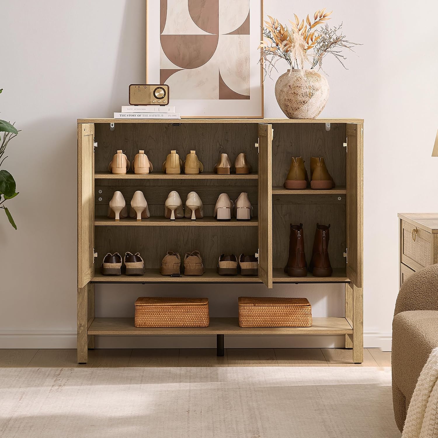 Boho Rattan Shoe Cabinet
