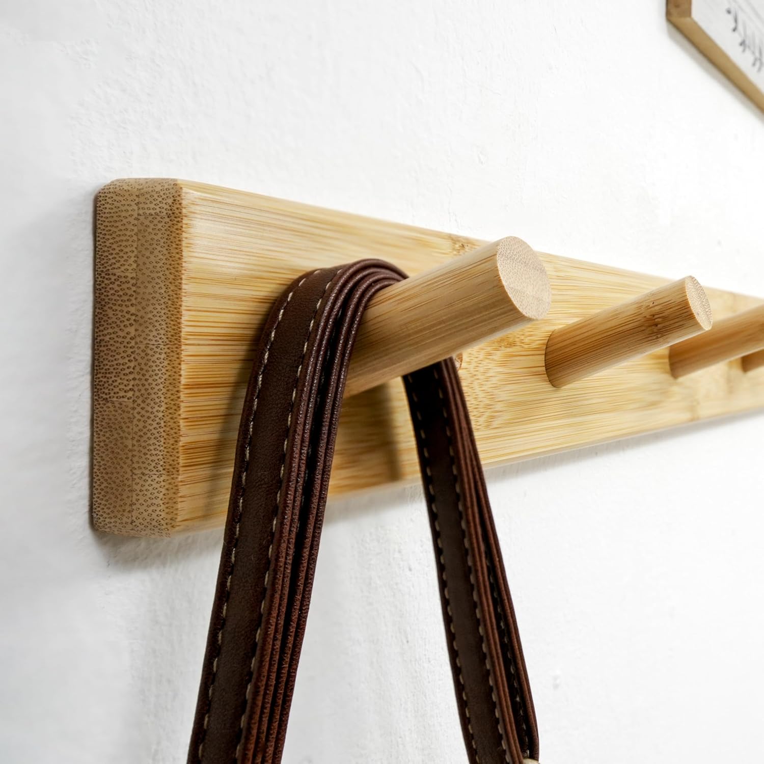 38" Natural 10‑Hook Wall Coat Rack