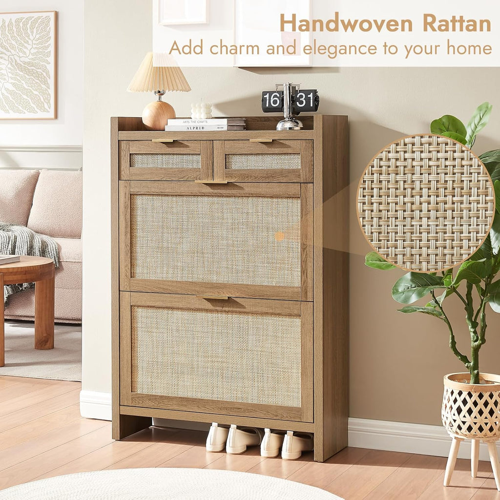 Rattan Shoe Storage Cabinet